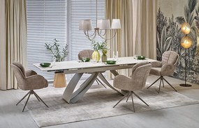 Duży designerski stół rozkładany trawertyn + kaszmir Z1-G23