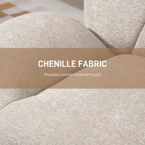 HOMCOM Obrotowy fotel tapicerowany, fotel akcentowy z wypełnieniem z waty PP, obicie z tkaniny, stalowa baza, kremowo-biały