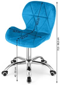 Zestaw do biura – składany stół ZARIMO 80×40 cm biały + krzesło biurowe AVOLA VELVET niebieskie