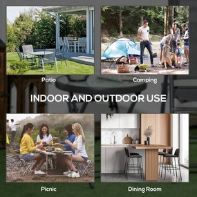 Outsunny Składany stolik pomocniczy, zewnętrzny składany stolik z blatem z hartowanego szkła, do tarasu, 45 x 45 x 50 cm, Biały