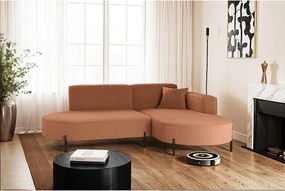 Narożnik w kształcie L Modena Rein, tkanina Quelle, Miedziany, Prawy