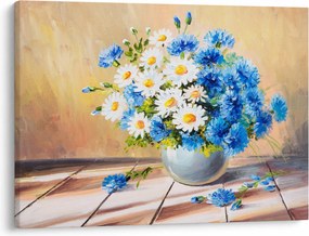 Malowany obraz wazonu z kwiatami (70x50 cm)