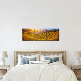 Obraz - Pole ryżowe w Wietnamie (z zegarem) (90x30 cm)