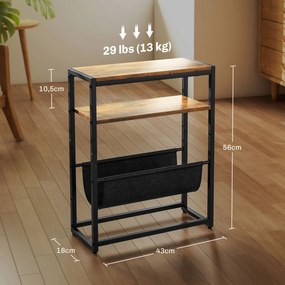HOMCOM Stolik boczny, stolik kawowy z 3-stopniowymi półkami, półka na czasopisma w kształcie V 43 x 18 x 56 cm, rustykalny brąz | Aosom PL