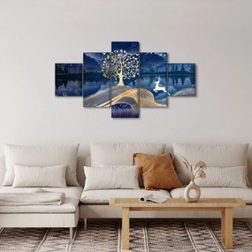 Obraz jelenia w pełni księżyca (125x70 cm)