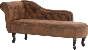 Brązowa leżanka z ekoskóry w stylu chesterfield F8-T89