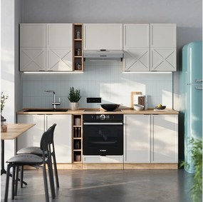 Aneks kuchenny szary/beżowy/złoty dąb 235x46x81.6 fame-line