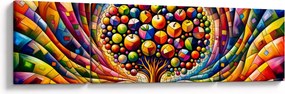 Obraz – Kolorowe drzewo z jabłkami (170x50 cm)