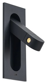 Nowoczesny kinkiet czarny z LED i portem USB-C - Hilton