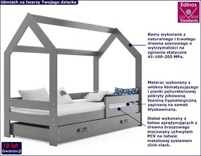 Szare łóżeczko drewniane dla dziecka 80x160 Exin