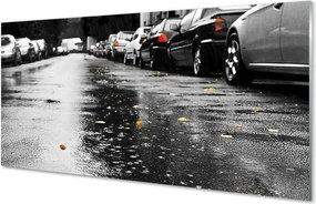 Panel szklany do Kuchni Samochody na Jesiennej Drodze