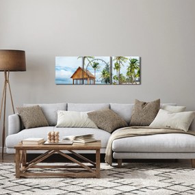 Obraz - Plaża (z zegarem) (90x30 cm)