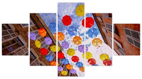 Obraz kolorowych parasoli (125x70 cm)