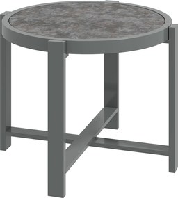 Outsunny Okrągły stolik ogrodowy odporny na warunki atmosferyczne aluminiowy stół balkonowy z wykończeniem marmurowym szary