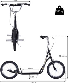 HOMCOM Hulajnoga dziecięca hulajnoga miejska hulajnoga dla dzieci 16'' kolor czarny