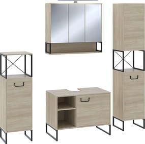 Zestaw mebli łazienkowych dąb/czarny 80x45.5x60 vionna