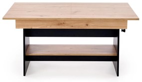 Rozkładany ławo-stół, podnoszony, dąb artisan/czarny 120-160/70/61-72 ERIKA