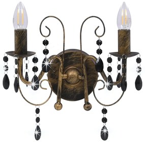 Czarny świecznikowy kinkiet z kryształkami G7-N52