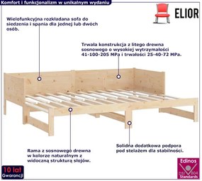 Łóżko rozsuwane z naturalnego drewna 2x(80x200) cm - Eluwin 3X