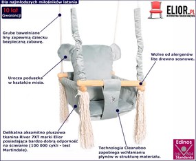 Szara huśtawka dla dzieci miś - Endo
