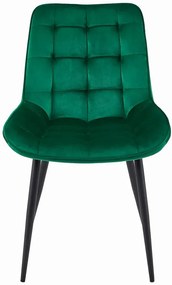 Ciemnozielone pikowane krzesło z czarnymi nogami - Alvor