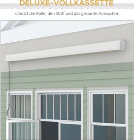 Outsunny Markiza, elektryczna/ręczna, w pełni kasetowa, pilot zdalnego sterowania, rama aluminiowa, 4 x 3 m, Jasnoszary