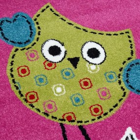 Dywan dziecięcy Kids Sówki fioletowy 160 cm x 160 cm koło