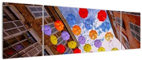 Obraz kolorowych parasoli (170x50 cm)