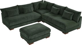 Kanapa narożna dwustronna i puf z zielonego sztruksu - SPERONE marki Pascal Morabito