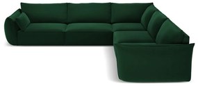 Ciemnozielony aksamitny narożnik Vanda – Mazzini Sofas