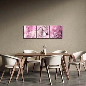 Obraz - Malowany koń (z zegarem) (90x30 cm)