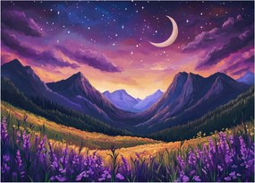 Obraz na szkle - Fioletowy krajobraz (70x50 cm)
