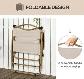 Outsunny Krzesła Campingowe, 2 sztuki, Składane, Stal w wykończeniu drewna, Khaki