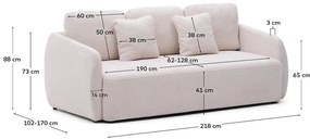 Kremowa rozkładana sofa z tkaniny szenilowej 225 cm Laira – Kave Home