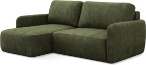 Narożnik lewostronny z funkcją spania - z tkaniny szenilowej - oliwkowy - LILO