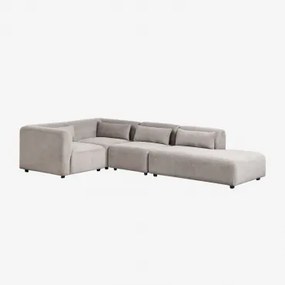 Sofa Modułowy Narożny 4-częściowy Z Prawym Szezlongiem Fogler Sztruks Jasny Szary Taupe - Sklum
