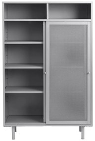 Szara metalowa szafka z drzwiami przesuwnymi 90x140x40 cm Veep – Unique Furniture