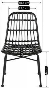 Krzesło Ogrodowe Rattanowe WALDI Czarne Boho