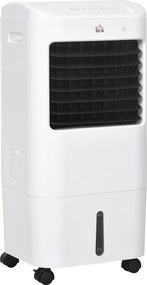 HOMCOM Chłodziarka powietrza, Klimatyzacja, 3 tryby, Timer 7,5 godz., na kółkach, Plastik, Biała