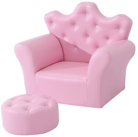 HOMCOM fotel dziecięcy sofa dziecięca miękka z kryształowymi guzikami