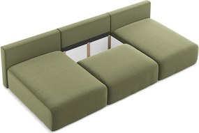 Zielony aksamitny rozkładany/ze schowkiem narożnik (w kształcie litery U) Kalena – Makamii