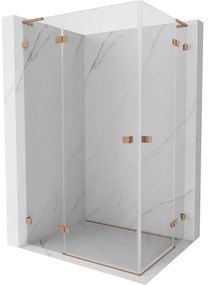 Mexen Lunar L Duo kabina prysznicowa uchylna 80 x 75 cm, transparent, miedź szczotkowana - 834L-080L-075P-65-00