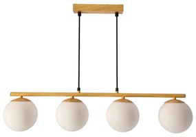 Biało-naturalna lampa wisząca ze szklanym kloszem Carrine – Candellux Lighting