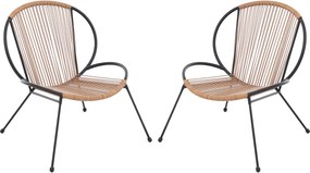 Zestaw 2 foteli ogrodowych z metalu i plecionej żywicy - Czarny i jasny naturalny - NIKAO od MYLIA
