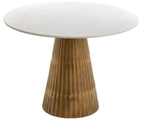 Biało-brązowy okrągły stół z blatem w dekorze marmuru ø 100 cm Leyda – Light &amp; Living