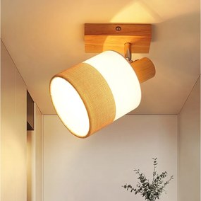NETTLIFE Reflektor sufitowy LED 1-płomienny Lampa do przedpokoju - drewniana lampa sufitowa E14 Lampa sufitowa w stylu vintage, regulowana 350°, retro