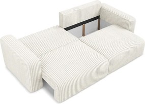 Kremowa sztruksowa rozkładana/ze schowkiem sofa 252 cm Kona – Makamii