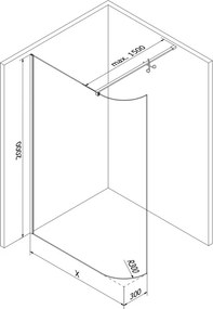 Mexen Kioto-R ścianka prysznicowa zaokrąglona Walk-in 130 x 200 cm, transparent 8 mm, chrom - 800-130-101-01-06