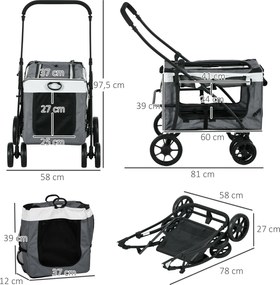 Outsunny Wózek dla Psa Składany Wyjmowany Kosz Czarny Szary Biały | Aosom PL