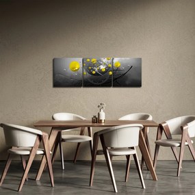 Obraz - żółte abstrakcyjne kule (z zegarem) (90x30 cm)